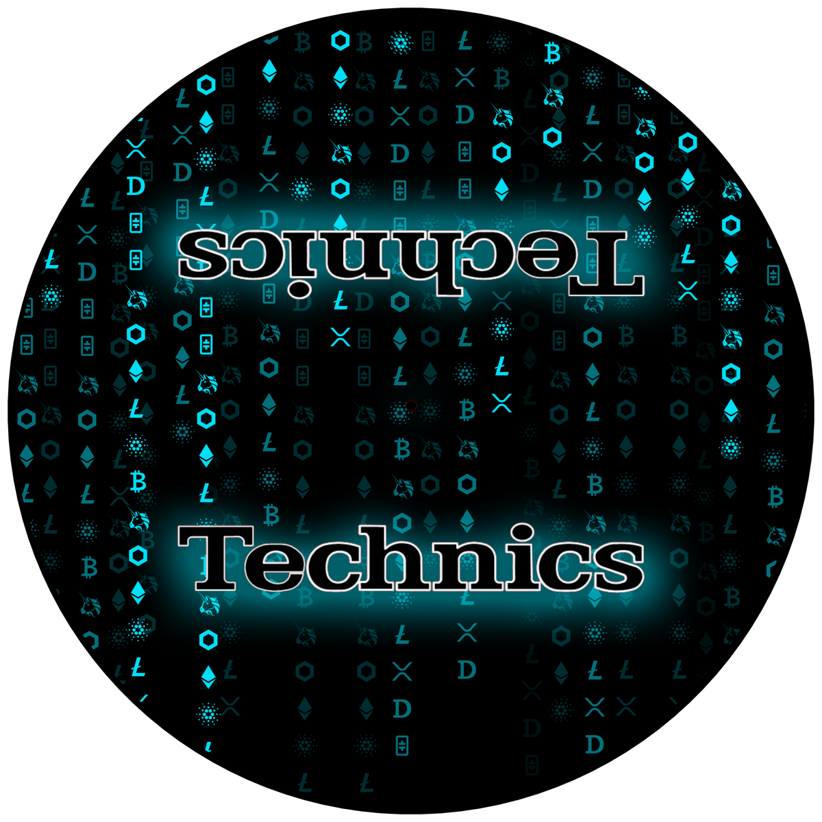 crypto artwork felt DJ slipmat displayed on a Technics turntable