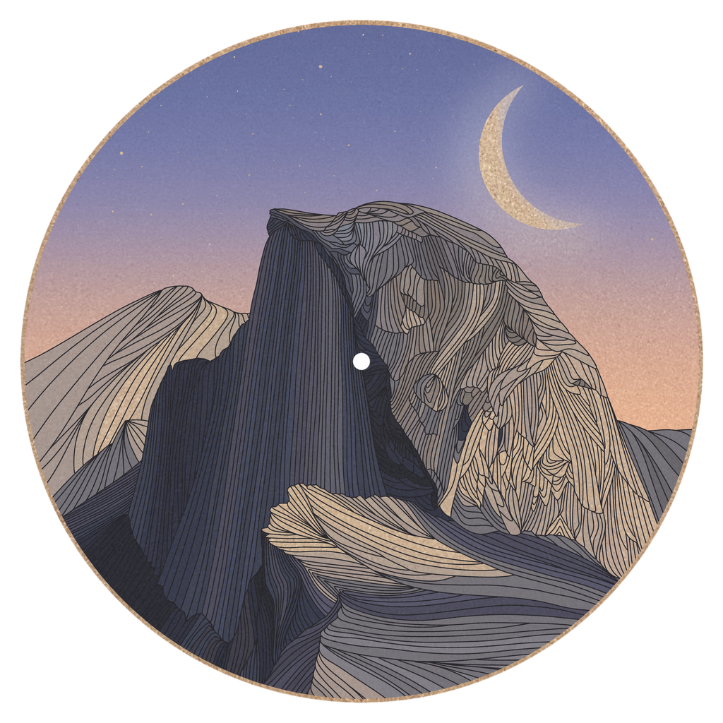Half Dome cork turntable platter mat displayed on a turntable