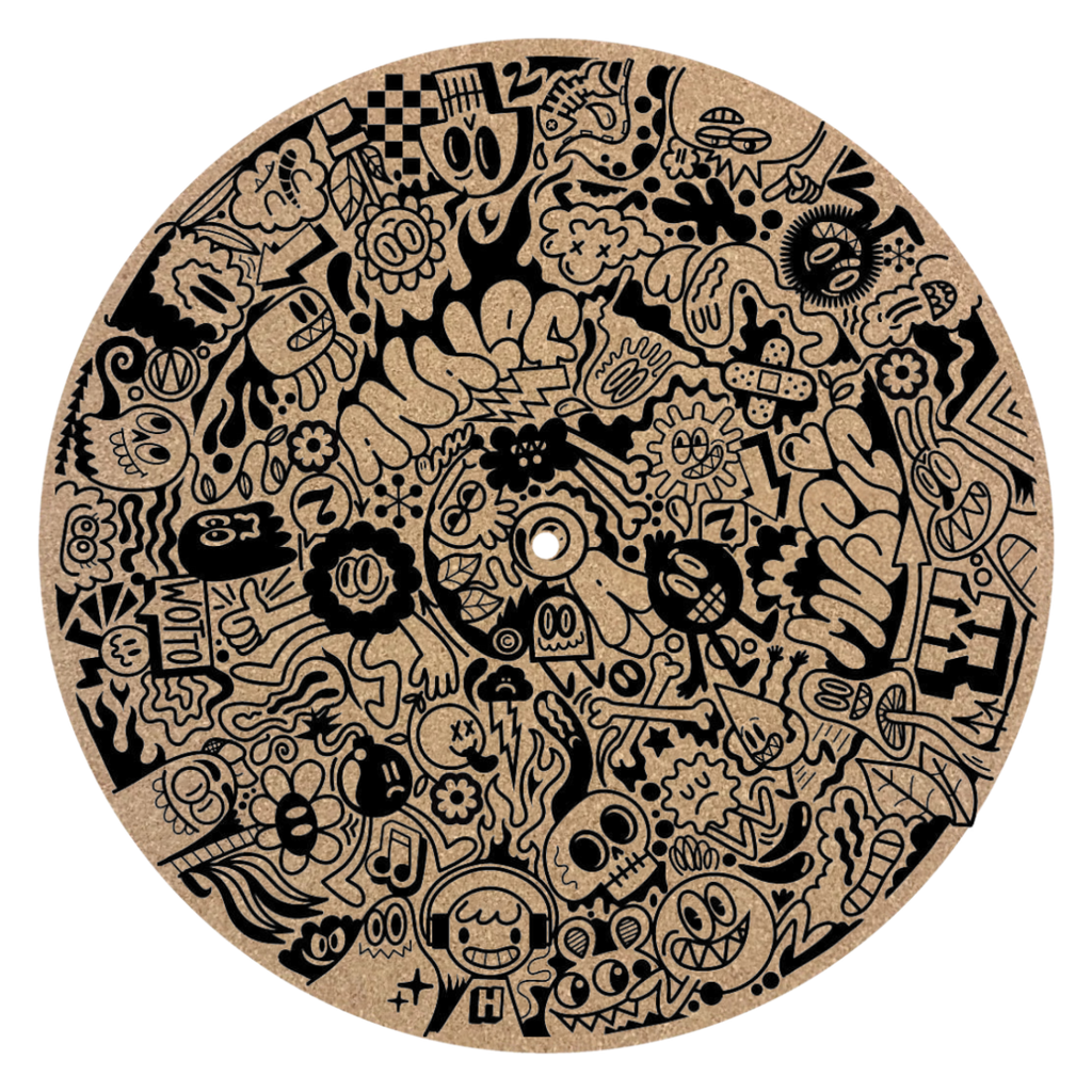 Wotto Exclusive Cork Platter Mat - Black w/ Wotto Art Print