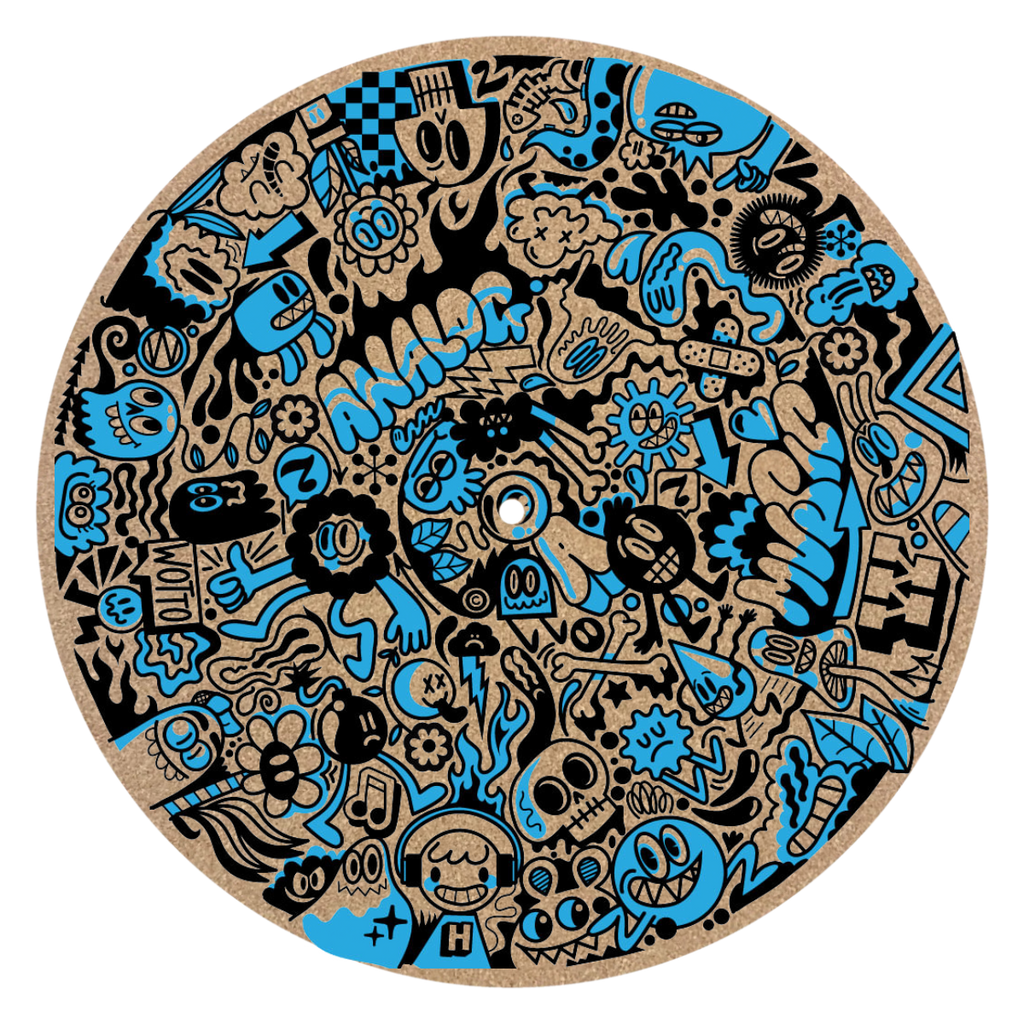 Wotto Exclusive Cork Platter Mat - Blue/Black w/ Wotto Art Print