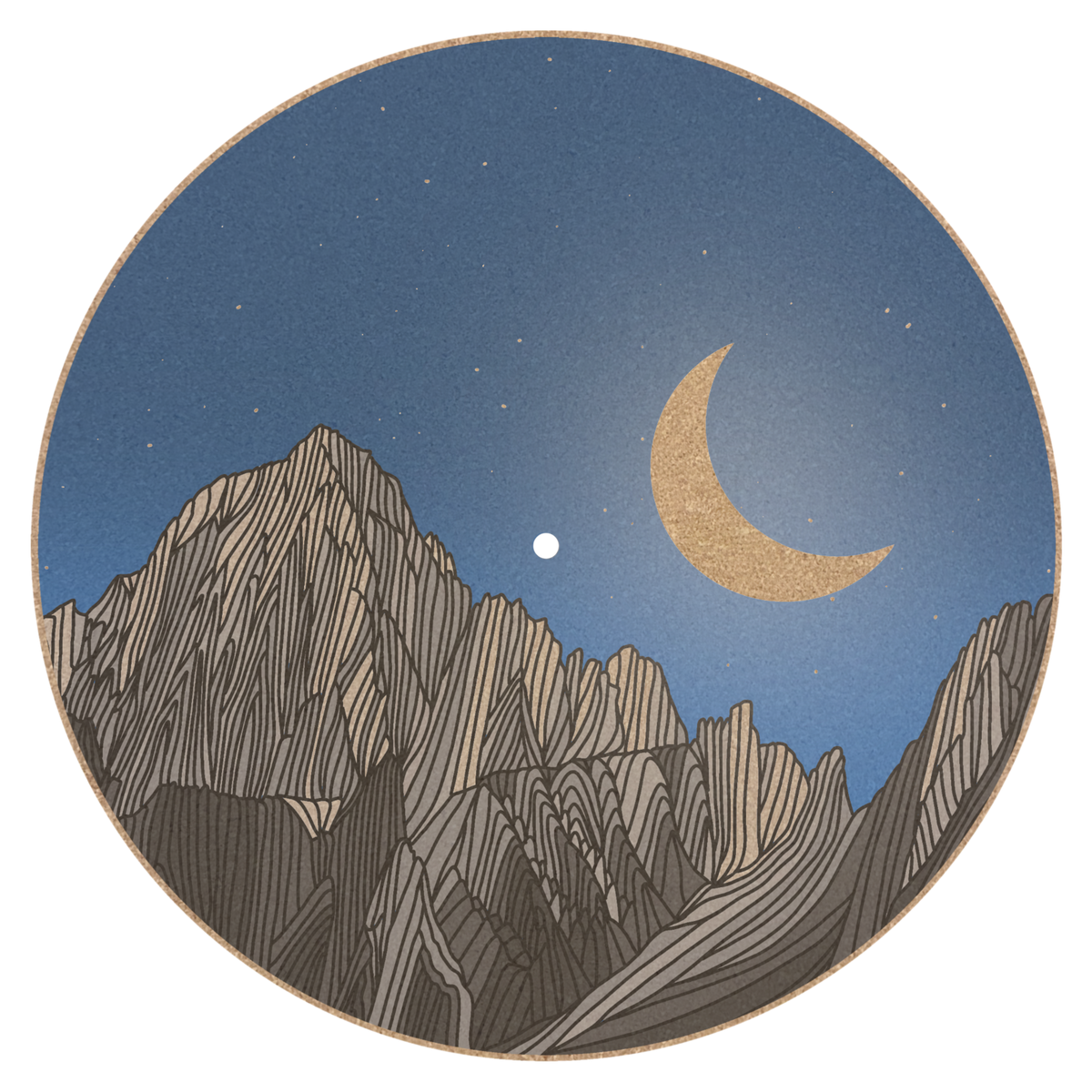 Mt. Whitney cork turntable platter mat displayed on a turntable
