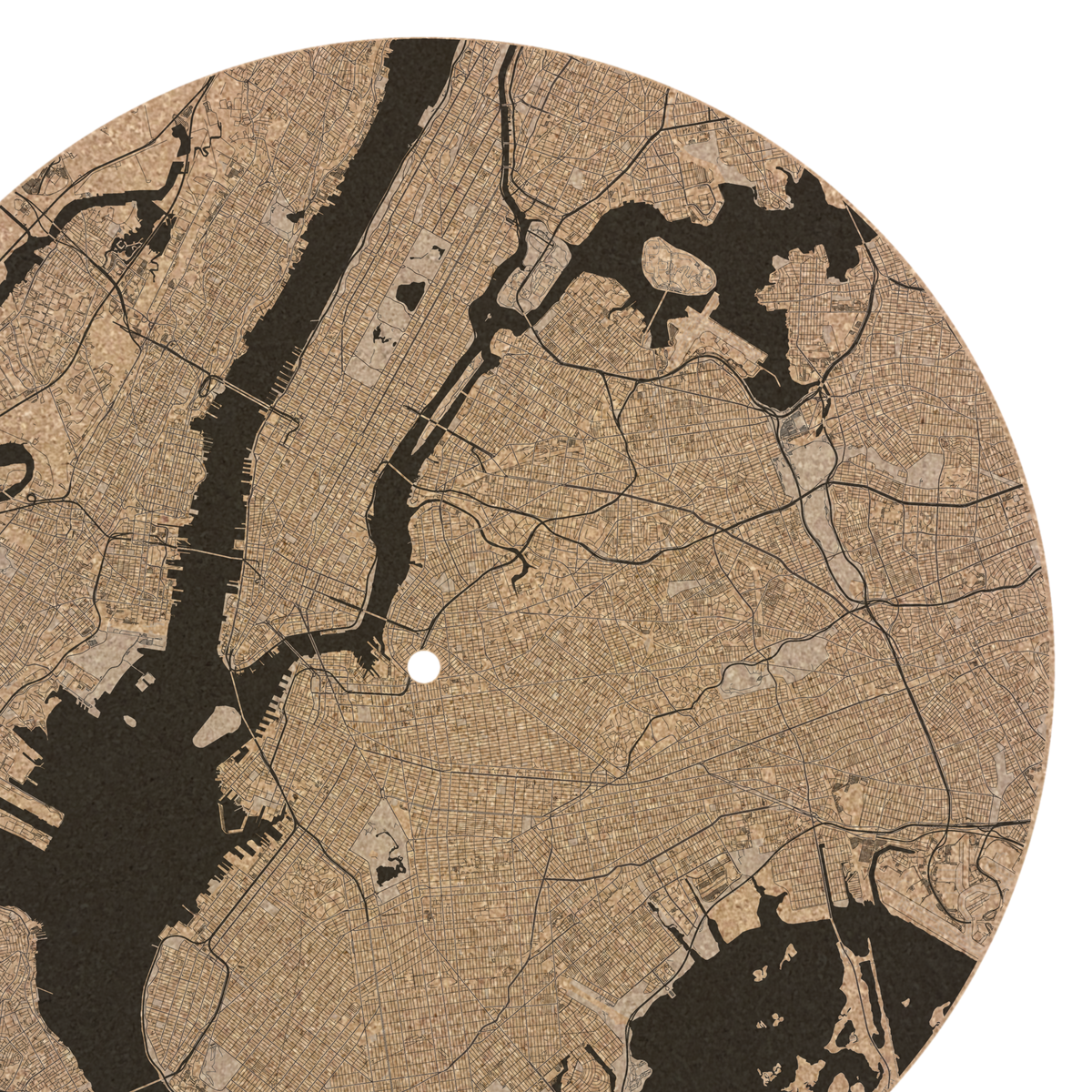 New York City, NY - Cork Turntable Platter Mat - Geographic Collection - Analog Restorations