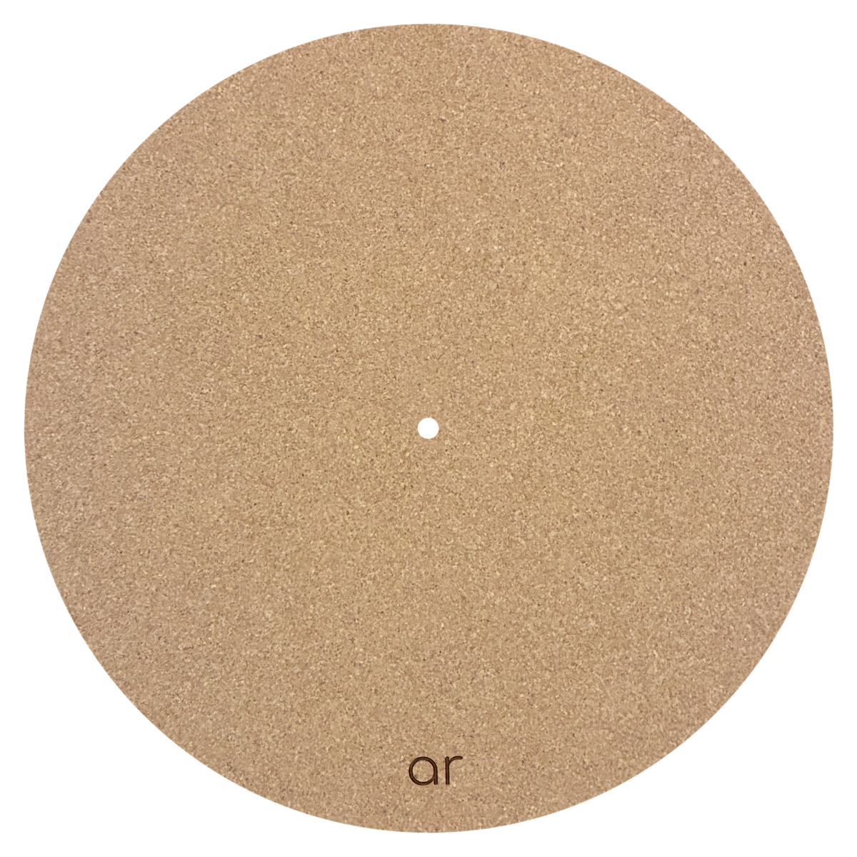 compact AR logo cork turntable platter mat displayed on a turntable