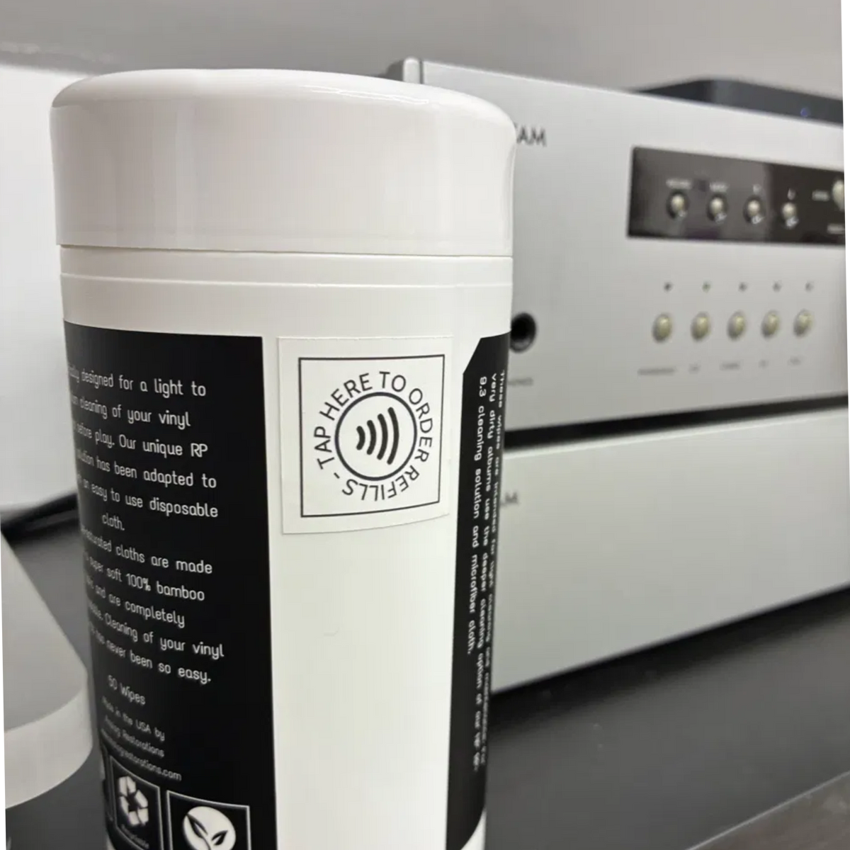 Record Cleaning Wipes. Pre-Saturated Biodegradable Disposable Wipes.